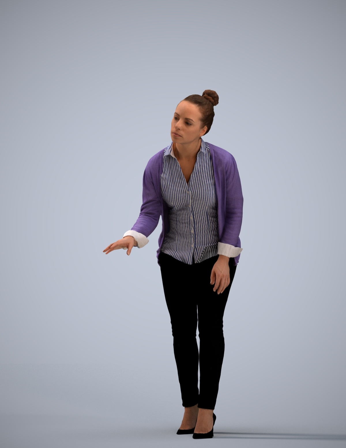 3D people model woman business standing, scanned human for 3ds Max rendering