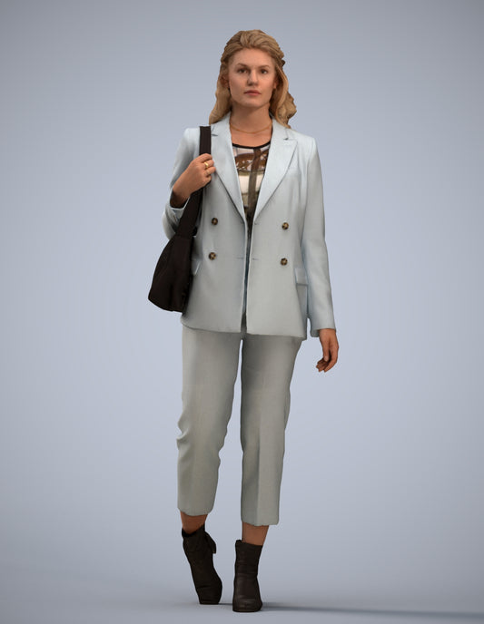 scanned 3D woman business walking, photogrammetry people for Enscape and V-Ray