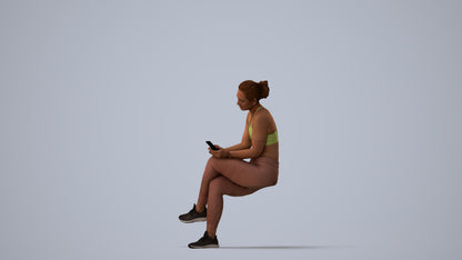 3D people model woman sport, scanned human for 3ds Max rendering, three-quarter view render