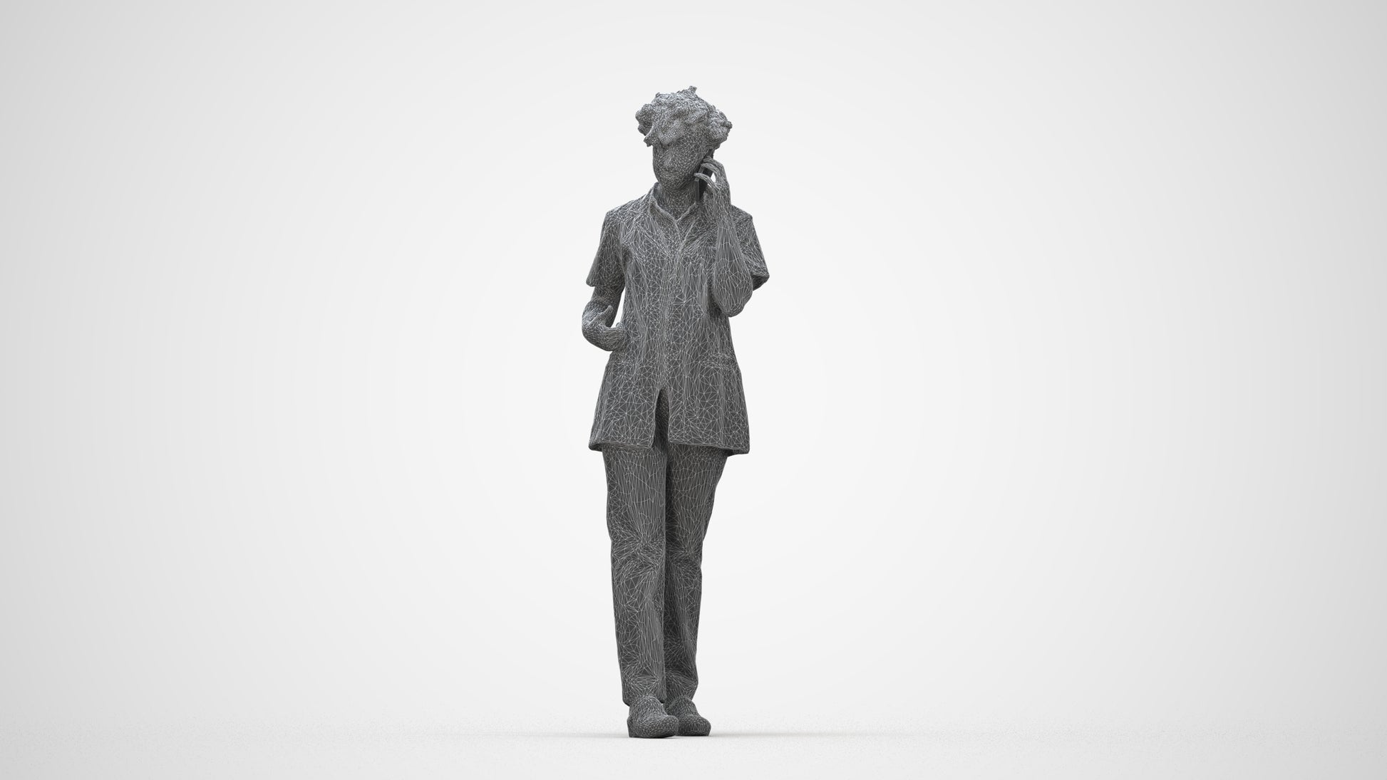 photogrammetry 3D woman medical, realistic human model archviz FBX, wireframe back view