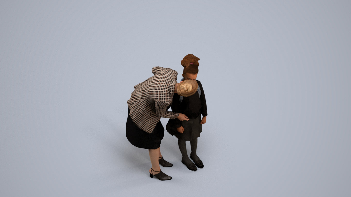3D people model boy kids, scanned human for 3ds Max rendering, back view render