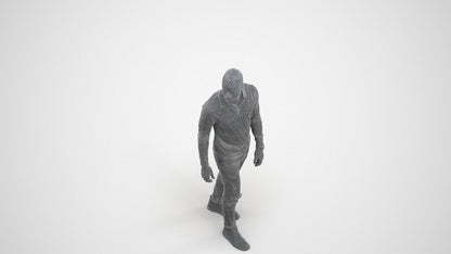 photogrammetry 3D man casual walking, realistic human model archviz FBX, wireframe three-quarter view