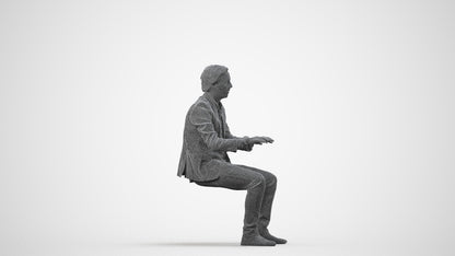 scanned 3D man business, photogrammetry people for Enscape and V-Ray, wireframe side view