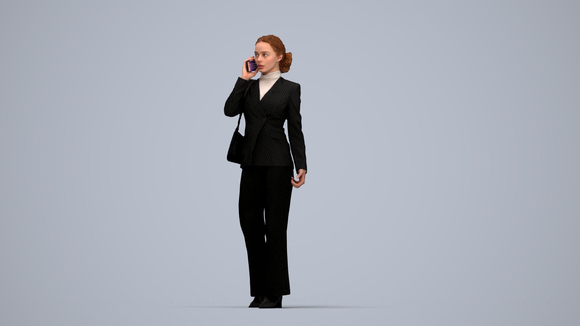 scanned 3D woman business, photogrammetry people for Enscape and V-Ray, top-down view render