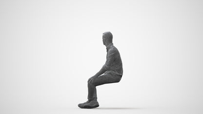 scanned 3D man casual sitting, photogrammetry people for Enscape and V-Ray, square thumbnail