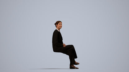 scanned 3D senior woman business, photogrammetry people for Enscape and V-Ray, side view render