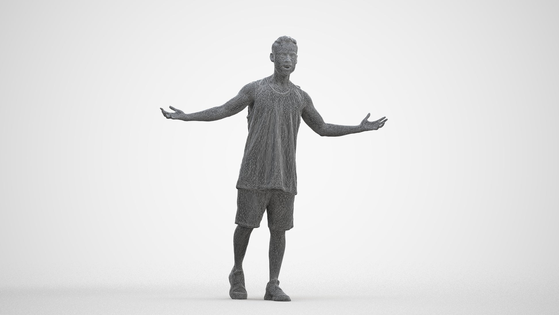realistic 3D people man sport, render-ready for V-Ray and Corona, FBX OBJ, three-quarter front view render