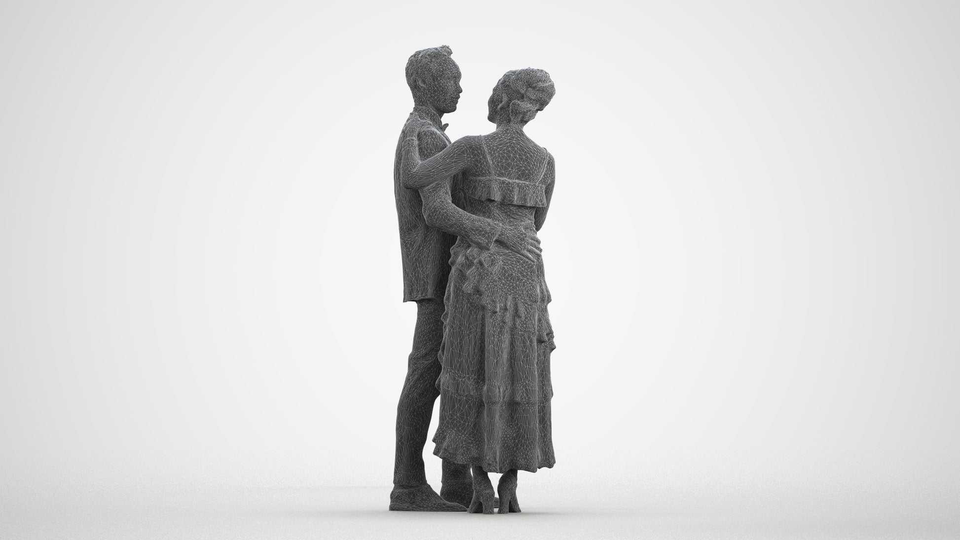scanned 3D woman formal dancing, photogrammetry people for Enscape and V-Ray, wireframe front view