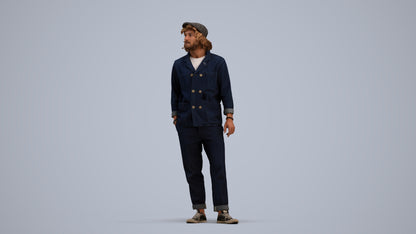 3D scanned man standing casual, photorealistic archviz people for Enscape and SketchUp, standing pose render