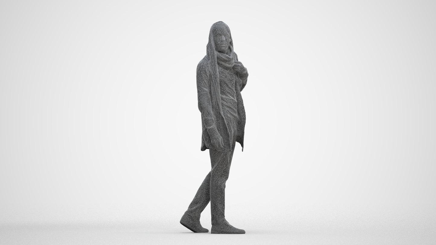 realistic 3D man casual walking, scanned archviz people for Blender and 3ds Max, three-quarter front view render