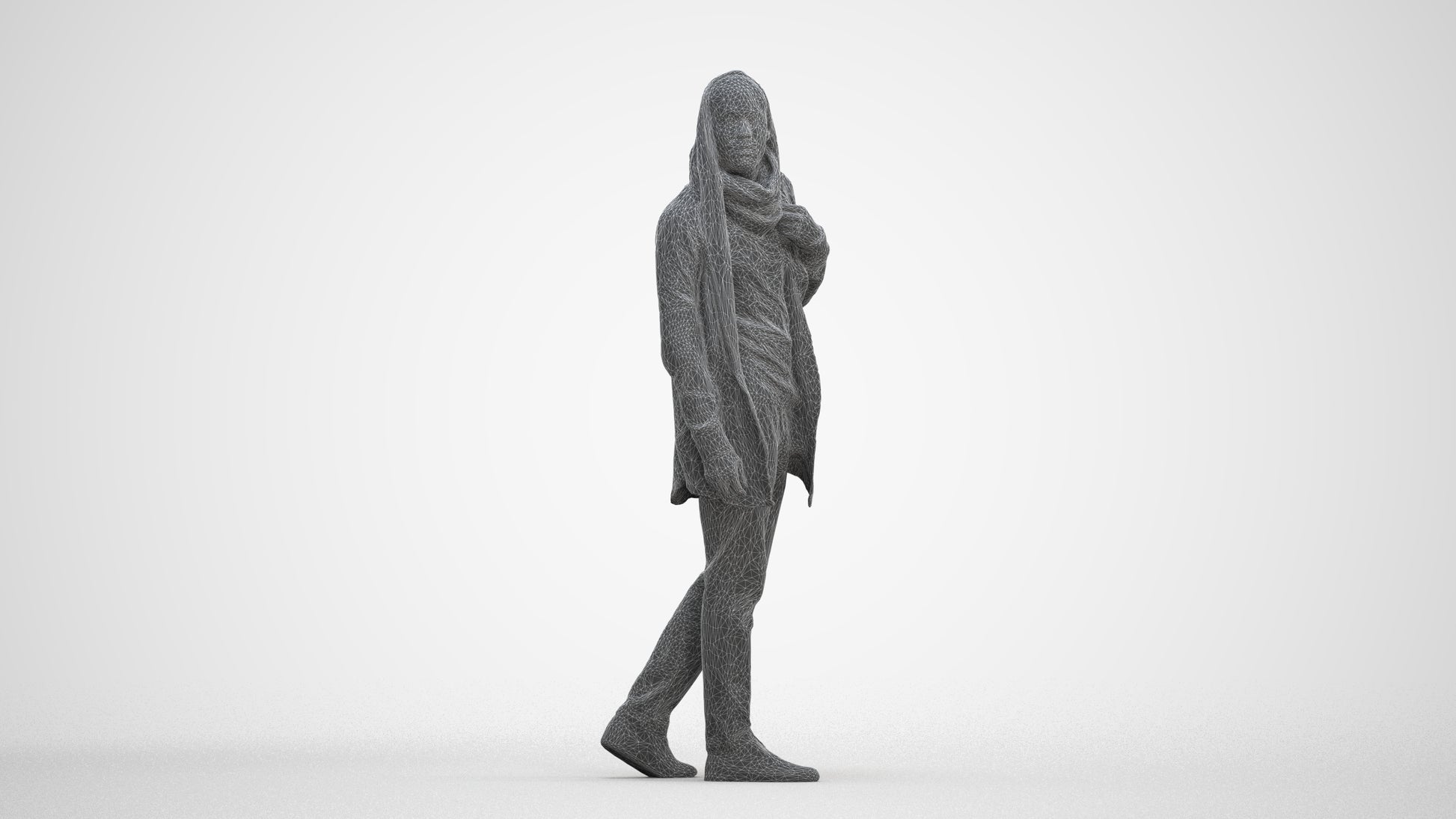 realistic 3D man casual walking, scanned archviz people for Blender and 3ds Max, three-quarter front view render