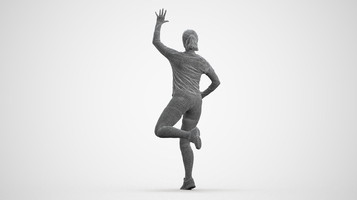 realistic 3D woman sport, scanned archviz people for Blender and 3ds Max, wireframe front view