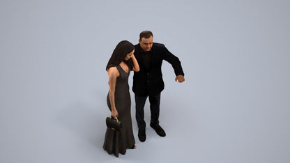 3D people model man formal couple, scanned human for 3ds Max rendering, back view render