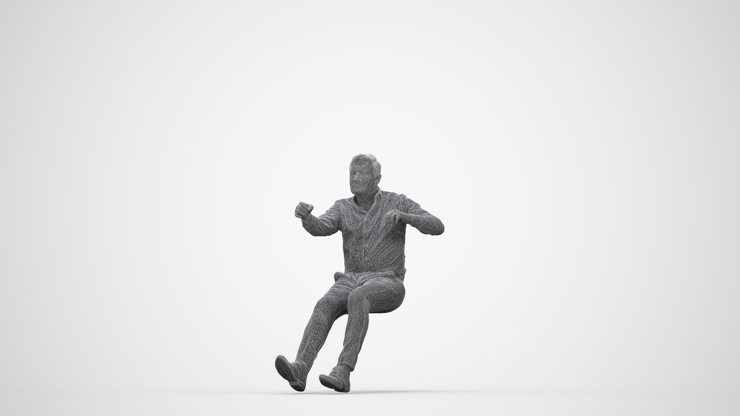 realistic 3D people man casual driving, render-ready for V-Ray and Corona, FBX OBJ, wireframe back view