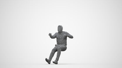 realistic 3D people man casual driving, render-ready for V-Ray and Corona, FBX OBJ, wireframe back view
