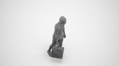 3D scanned boy shopping casual, photorealistic archviz people for Enscape and SketchUp, wireframe three-quarter view