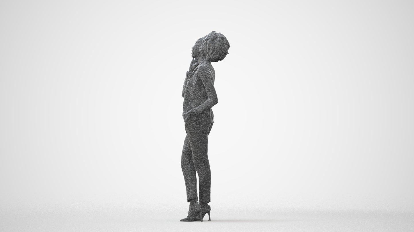 realistic 3D woman business standing, scanned archviz people for Blender and 3ds Max, square thumbnail