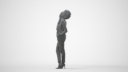 realistic 3D woman business standing, scanned archviz people for Blender and 3ds Max, square thumbnail