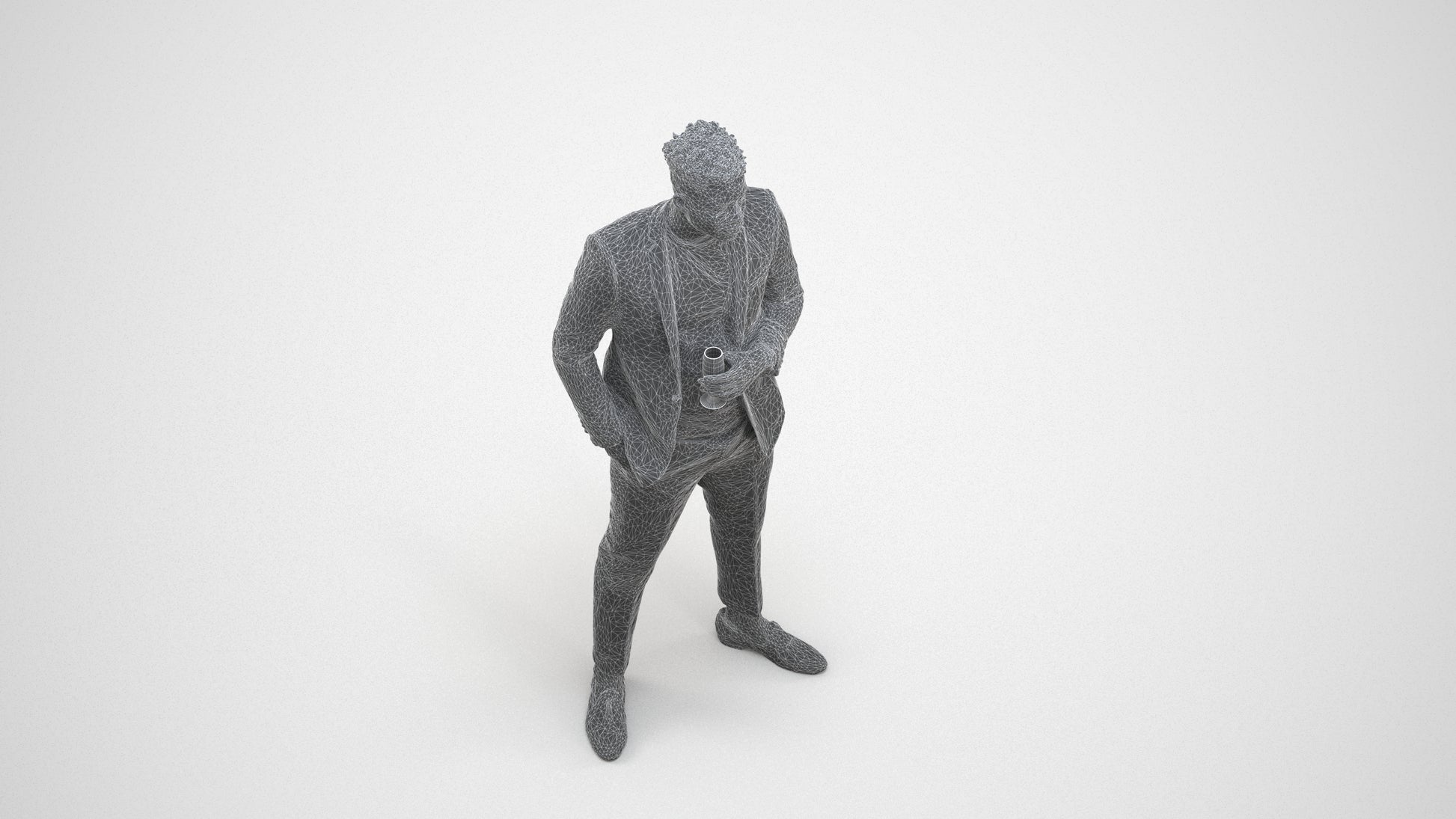 realistic 3D people man formal formalaffairs, render-ready for V-Ray and Corona, FBX OBJ, wireframe three-quarter view