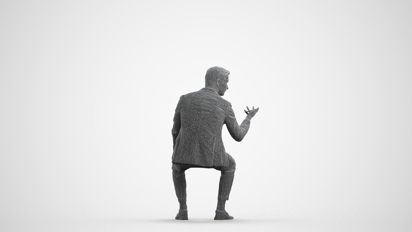 photogrammetry 3D man business, realistic human model archviz FBX, wireframe front view