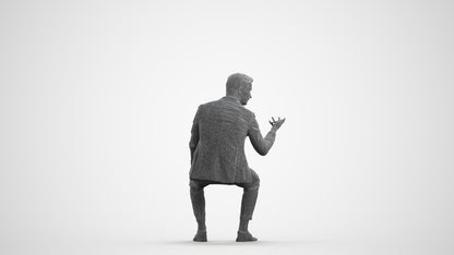 photogrammetry 3D man business, realistic human model archviz FBX, wireframe front view