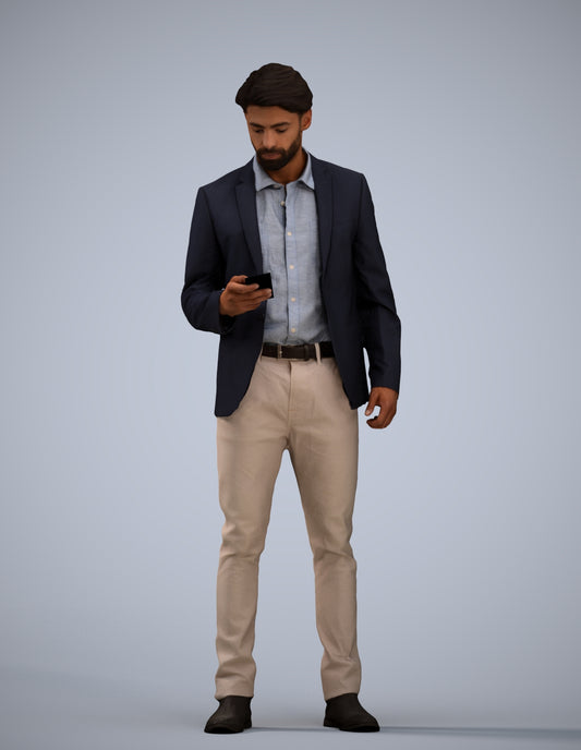 realistic 3D human man business, archviz people FBX OBJ for Blender