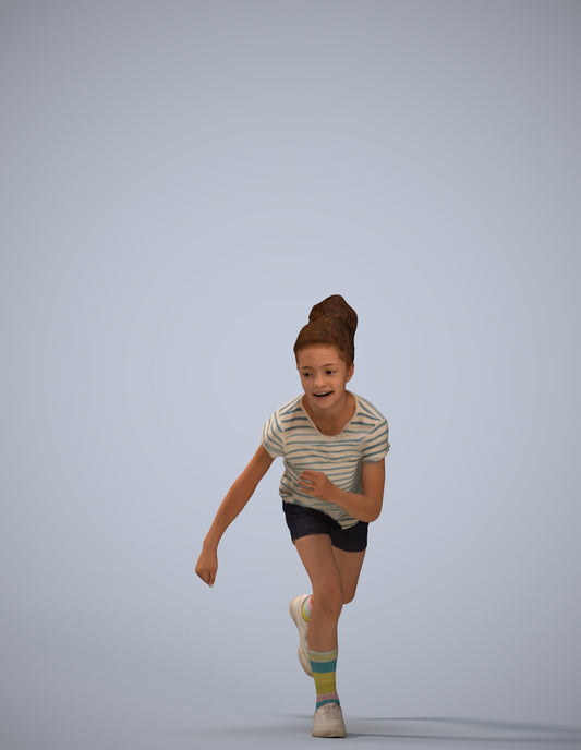 realistic 3D human girl casual kids, archviz people FBX OBJ for Blender