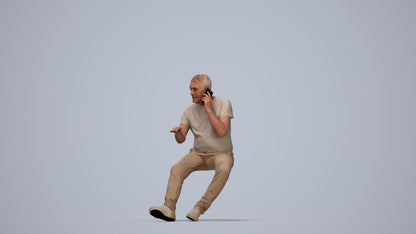 3D people model senior man casual sitting, scanned human for 3ds Max rendering, top-down view render