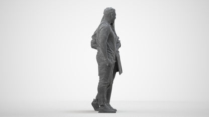 realistic 3D human man casual couple, archviz people FBX OBJ for Blender, wireframe side view