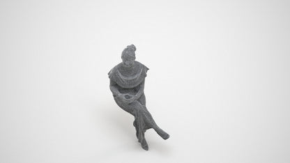 3D scanned woman business casual, photorealistic archviz people for Enscape and SketchUp, wireframe three-quarter view