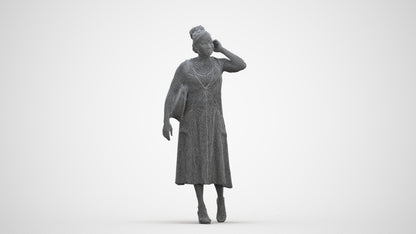 photogrammetry 3D woman casual walking, realistic human model archviz FBX, three-quarter front view render