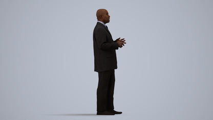 realistic 3D person business shopping, scanned archviz people for Blender and 3ds Max, side view render