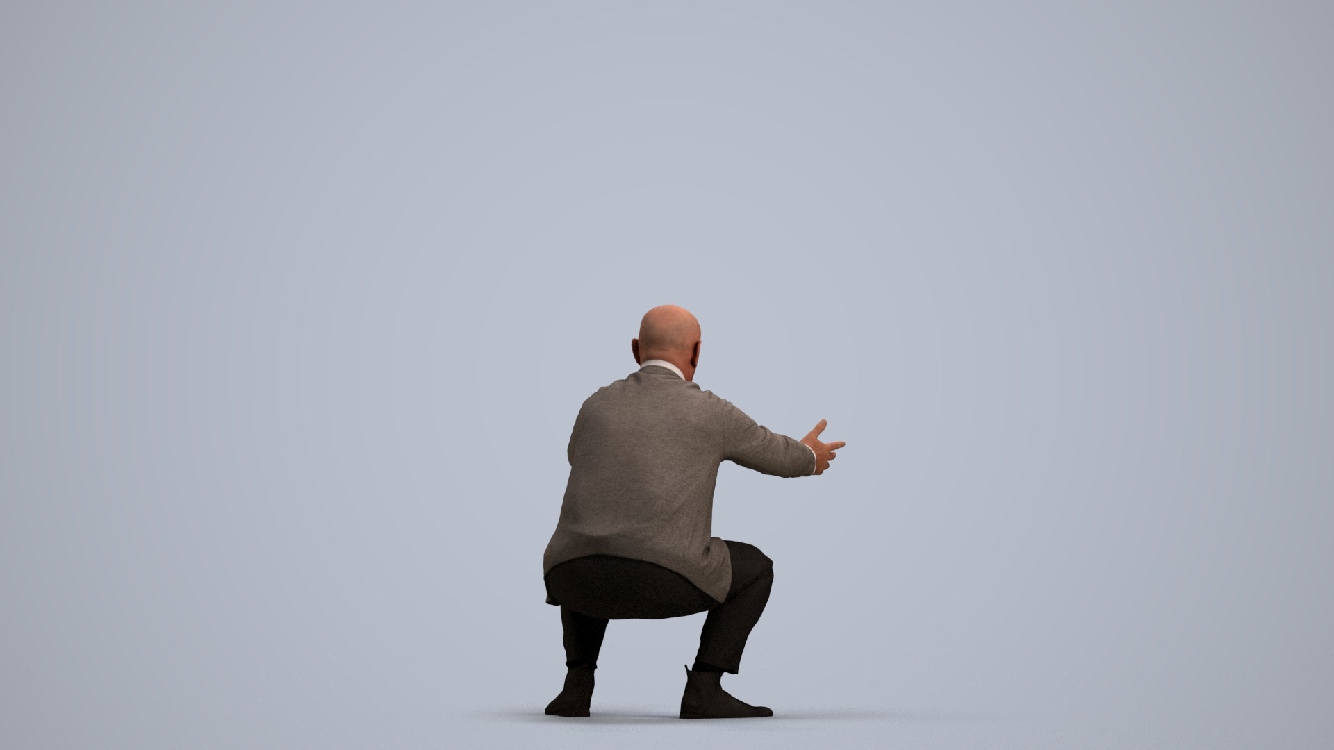 3D scanned senior man standing casual, photorealistic archviz people for Enscape and SketchUp, front view render