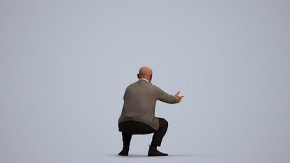3D scanned senior man standing casual, photorealistic archviz people for Enscape and SketchUp, front view render