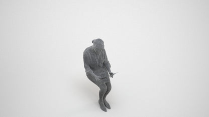 3D people model senior woman business sitting, scanned human for 3ds Max rendering, wireframe three-quarter view