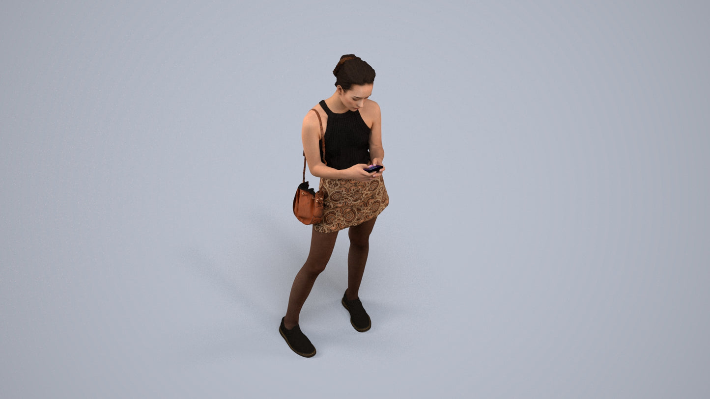photogrammetry 3D woman casual standing, realistic human model archviz FBX, back view render