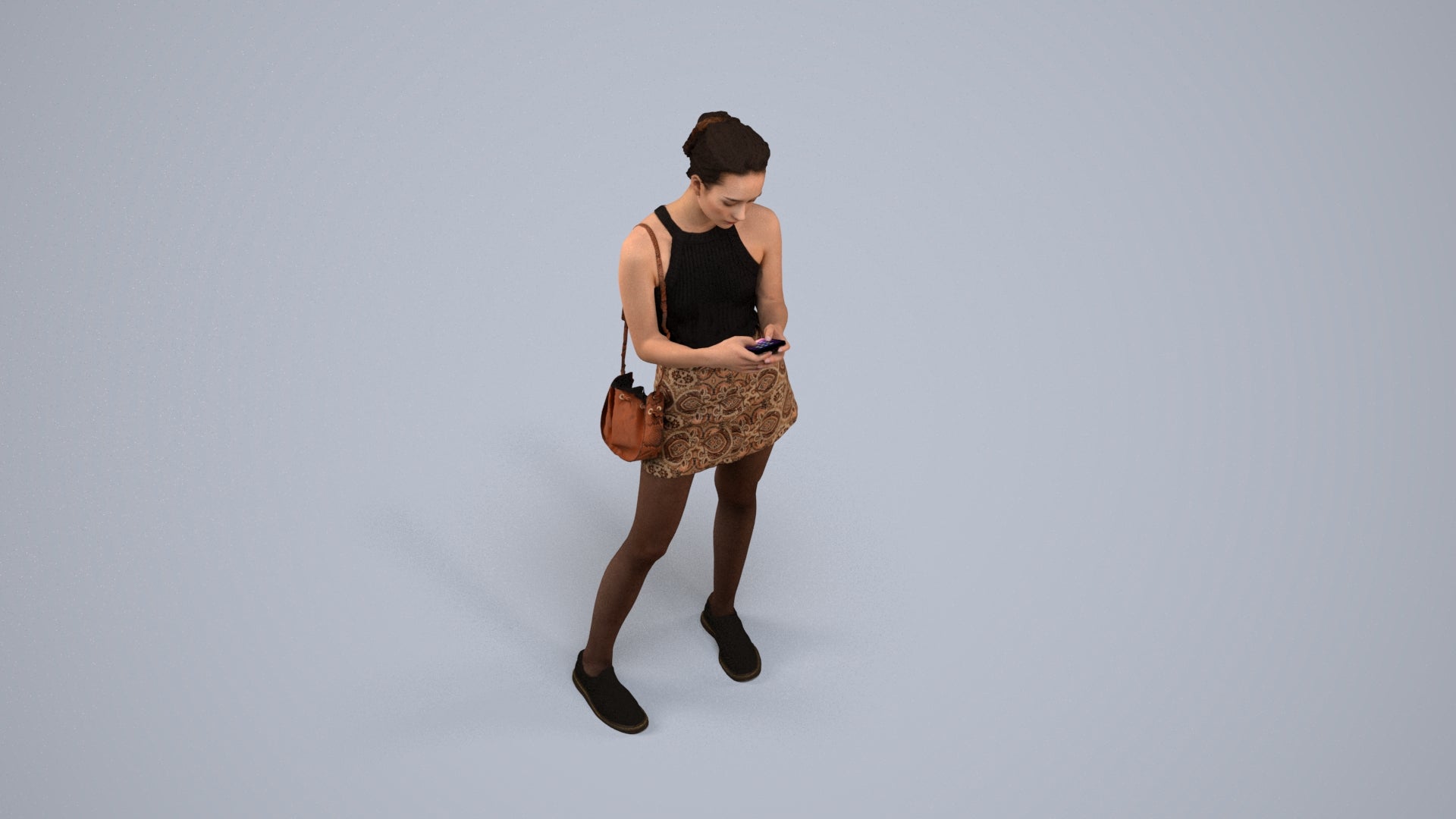 photogrammetry 3D woman casual standing, realistic human model archviz FBX, back view render
