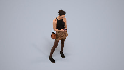 photogrammetry 3D woman casual standing, realistic human model archviz FBX, back view render