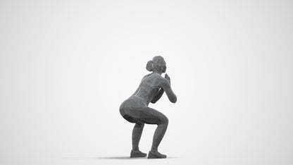 realistic 3D people woman sport, render-ready for V-Ray and Corona, FBX OBJ, wireframe side view