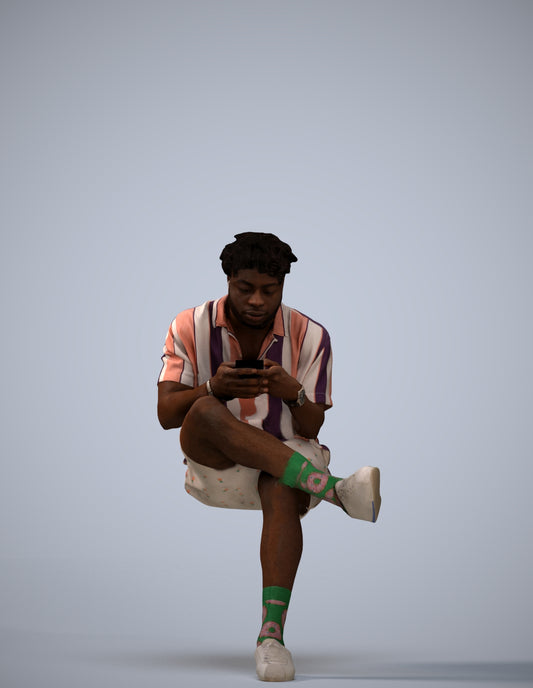 realistic 3D people man casual sitting, render-ready for V-Ray and Corona, FBX OBJ