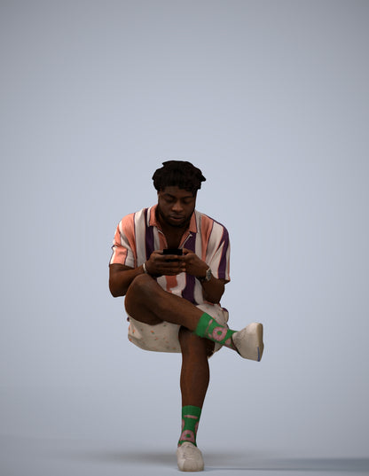 realistic 3D people man casual sitting, render-ready for V-Ray and Corona, FBX OBJ