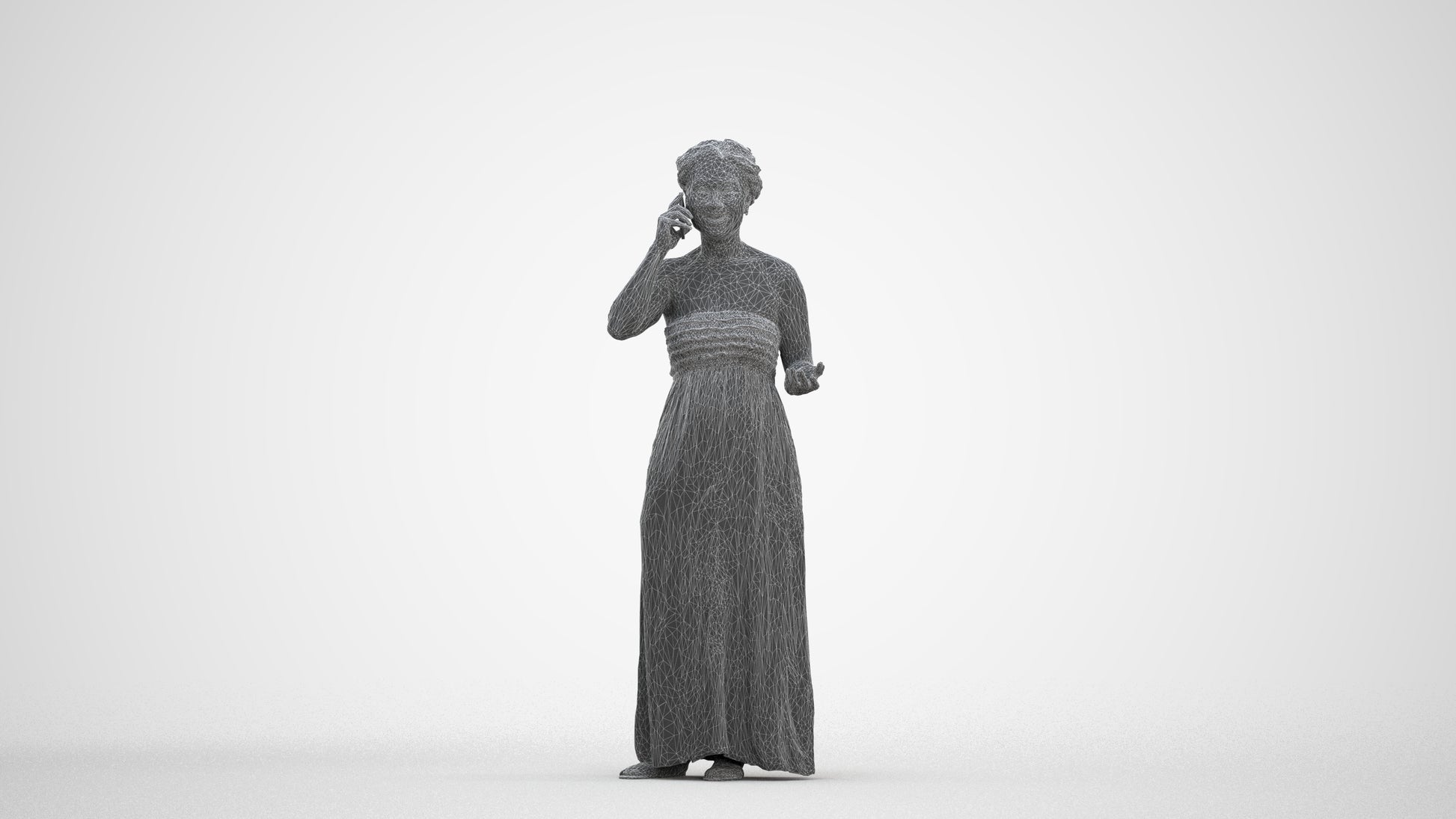 realistic 3D woman casual standing, scanned archviz people for Blender and 3ds Max, three-quarter front view render