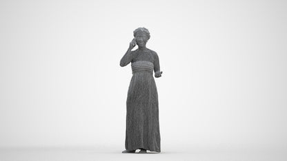 realistic 3D woman casual standing, scanned archviz people for Blender and 3ds Max, three-quarter front view render