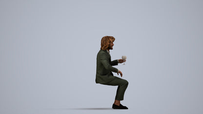 scanned 3D man business, photogrammetry people for Enscape and V-Ray, side view render
