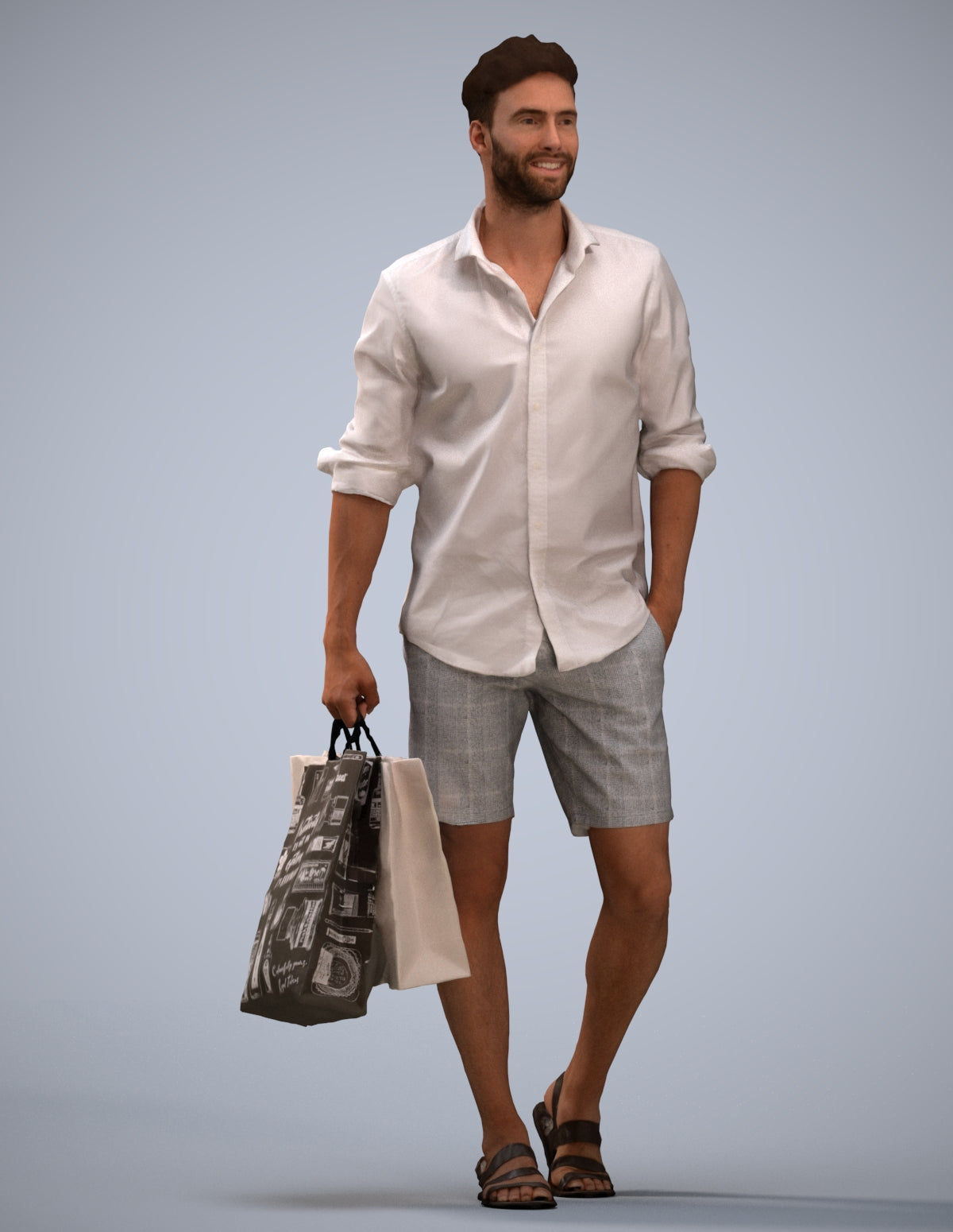 realistic 3D people man casual shopping, render-ready for V-Ray and Corona, FBX OBJ