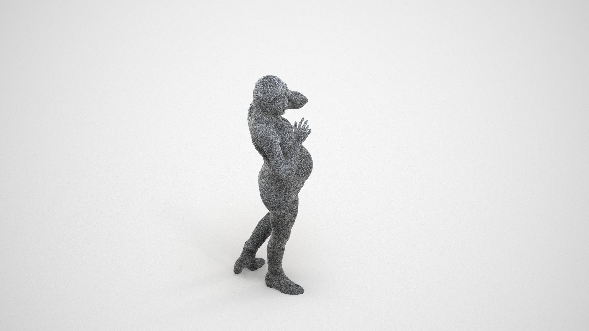 realistic 3D human woman casual walking, archviz people FBX OBJ for Blender, wireframe three-quarter view