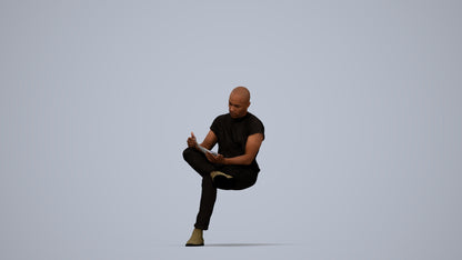 realistic 3D people man casual sitting, render-ready for V-Ray and Corona, FBX OBJ, top-down view render