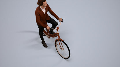 scanned 3D man business cycling, photogrammetry people for Enscape and V-Ray, back view render