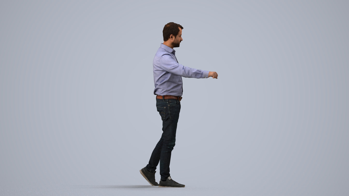 realistic 3D people man casual door, render-ready for V-Ray and Corona, FBX OBJ, side view render