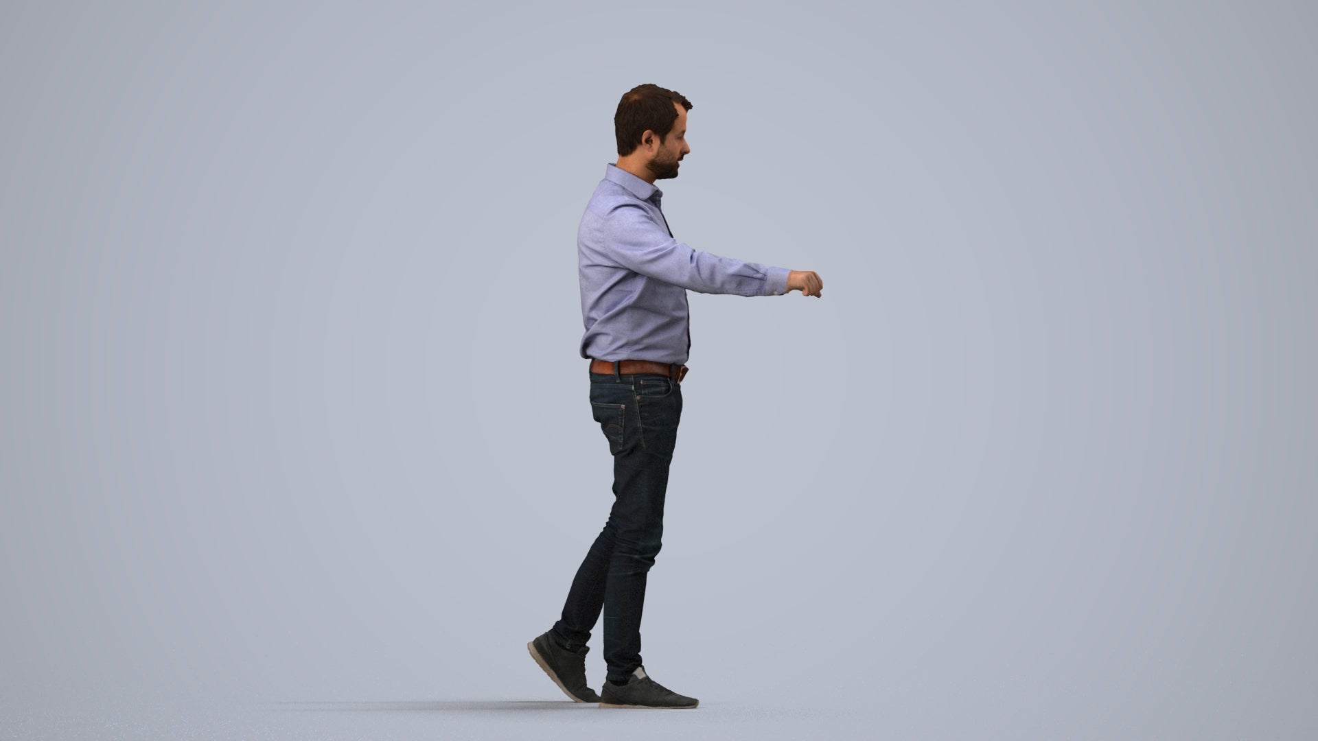 realistic 3D people man casual door, render-ready for V-Ray and Corona, FBX OBJ, side view render